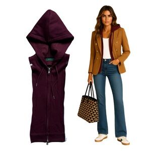 NWT Brunne Hoodie Dickey Compatible with VERONICA BEARD Burgundy 00-14